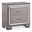 Furniture of America Rachel Solid Wood 2-Drawer Nightstand in Silver