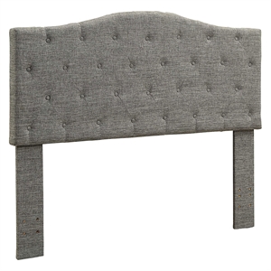 furniture of america saira fabric tufted camelback panel headboard in gray