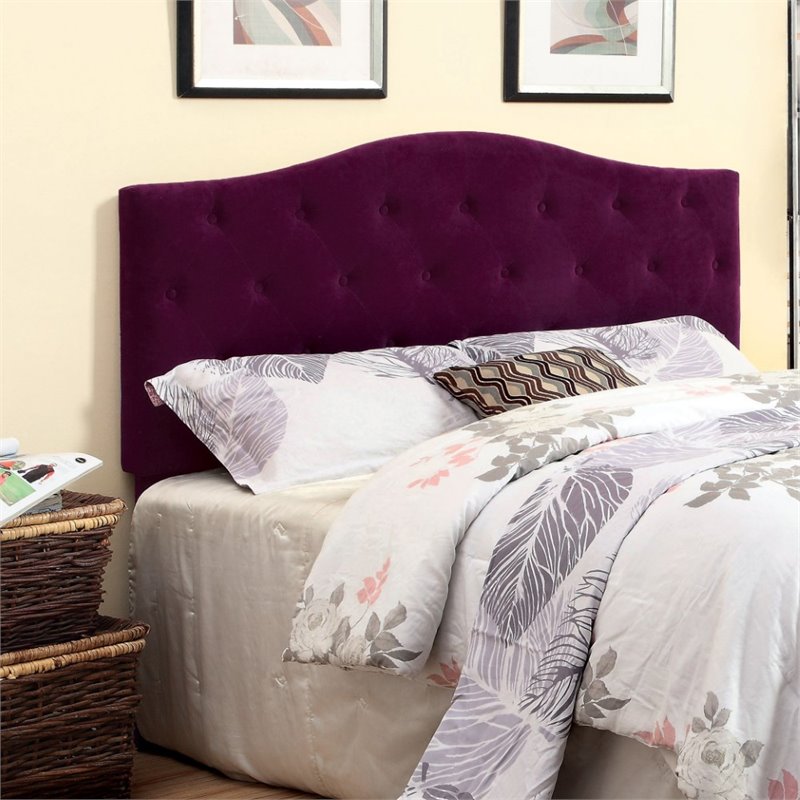 Furniture of America Saira Full Queen Tufted Headboard in Purple IDF