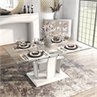 Furniture of America Valery Contemporary Glass Top Dining Table in White