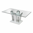 Furniture of America Valery Contemporary Glass Top Dining Table in White