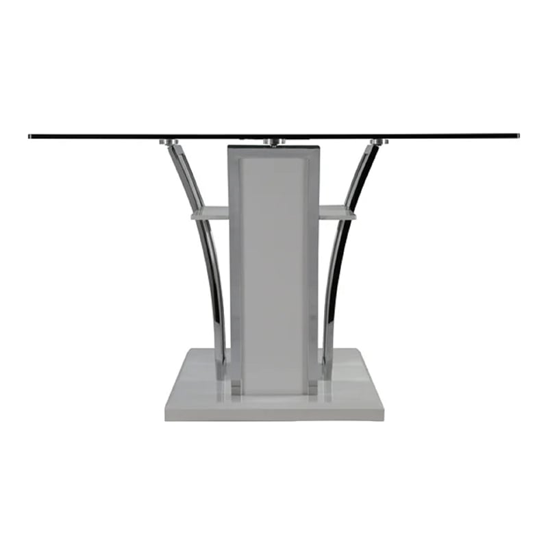 Furniture of America Valery Contemporary Glass Top Dining Table in White