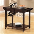 Furniture of America Reeve Wood Portable Kitchen Cart in Dark Walnut