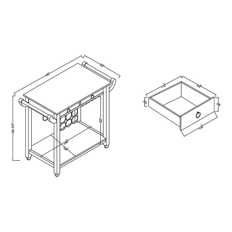 Furniture of America Reeve Wood Portable Kitchen Cart in Dark Walnut