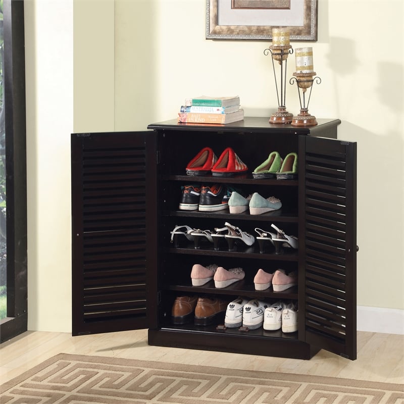Furniture of America Medley Transitional Wood 5-Shelf Shoe Cabinet in Espresso