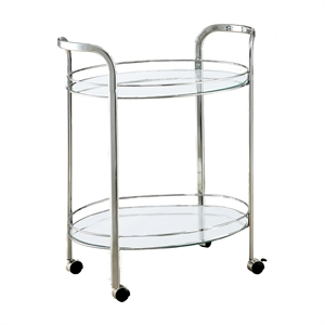 furniture of america mathew contemporary metal rounded design bar cart in chrome