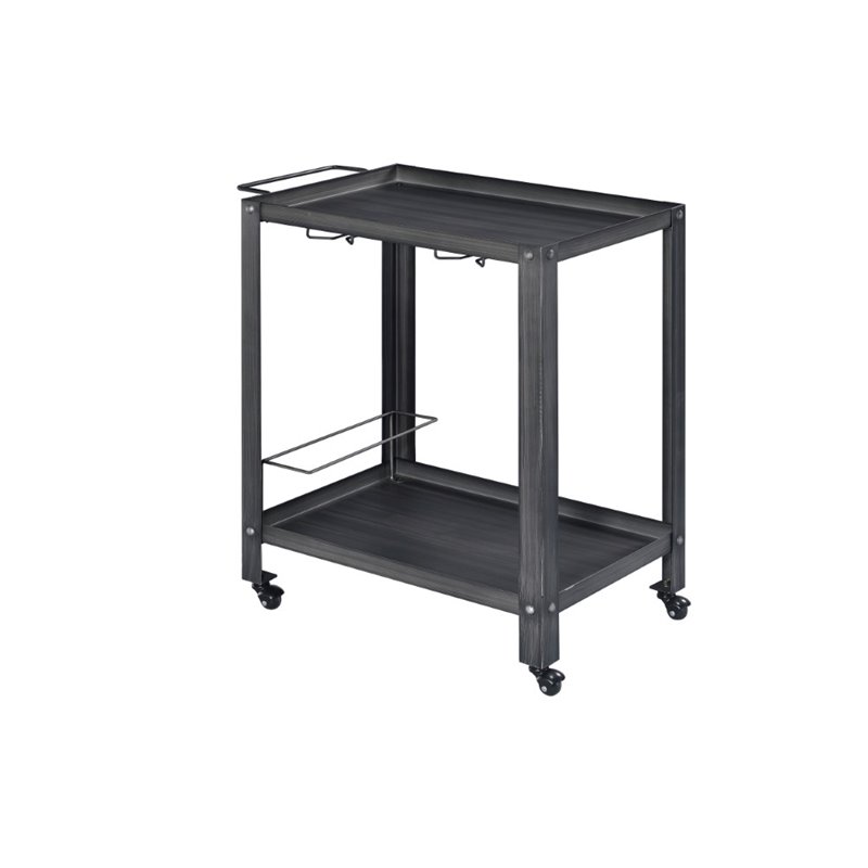 Furniture of America Marlin Industrial Metal Bar Cart in Silver