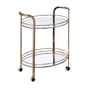 furniture of america daniell contemporary metal bar cart in gold champagne