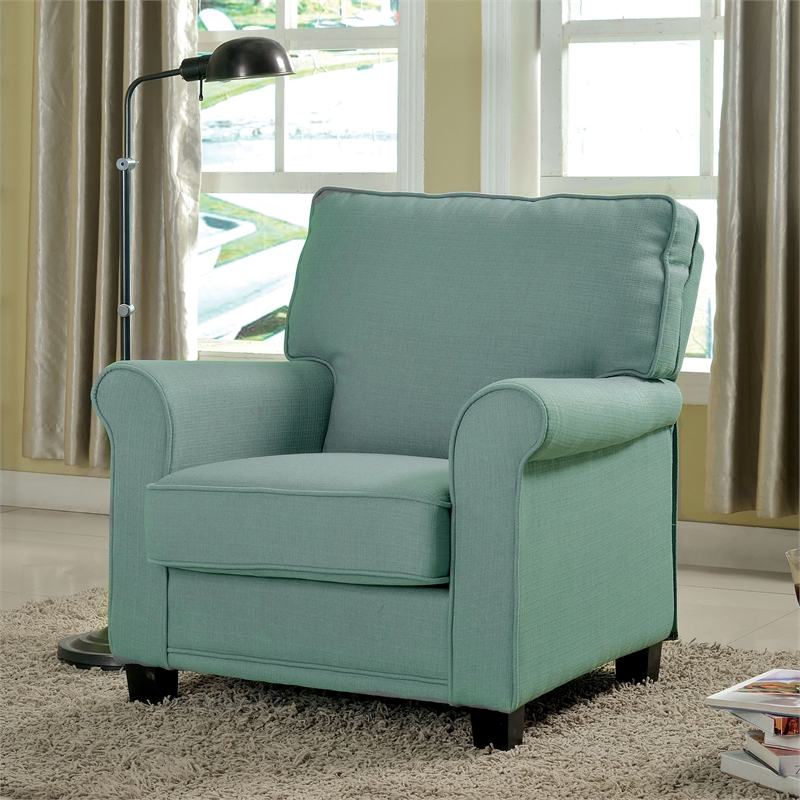 Furniture of America Prior Transitional Fabric Accent Chair in Blue