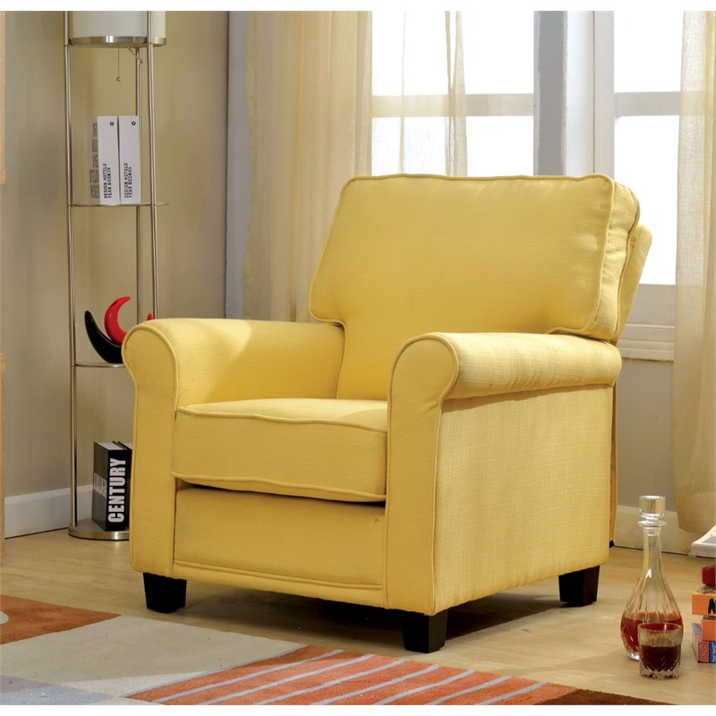 Furniture of America Prior Flax Accent Chair in Yellow