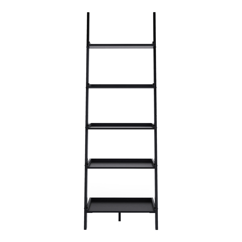 Furniture of America Dupre Transitional Wood 5-Shelf Ladder Bookcase in Black