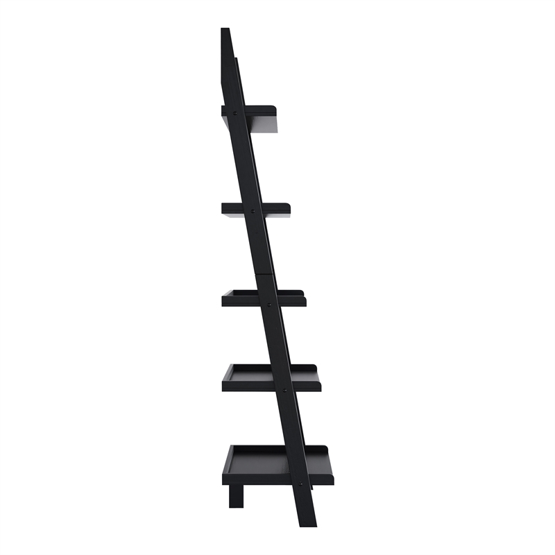 Furniture of America Dupre Transitional Wood 5-Shelf Ladder Bookcase in Black