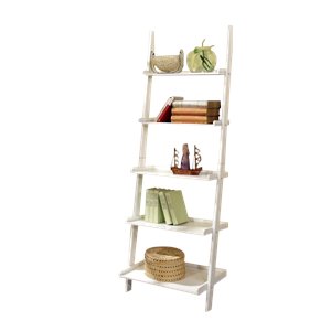 Furniture of America Dupre Transitional Wood 5-Shelf Ladder Bookcase in White