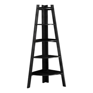 Furniture of America Lawler Contemporary Wood 5-Shelf Corner Bookcase in Black