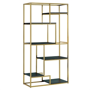 Furniture of America Jan Contemporary Metal 6-Shelf Bookcase in Gold Champagne