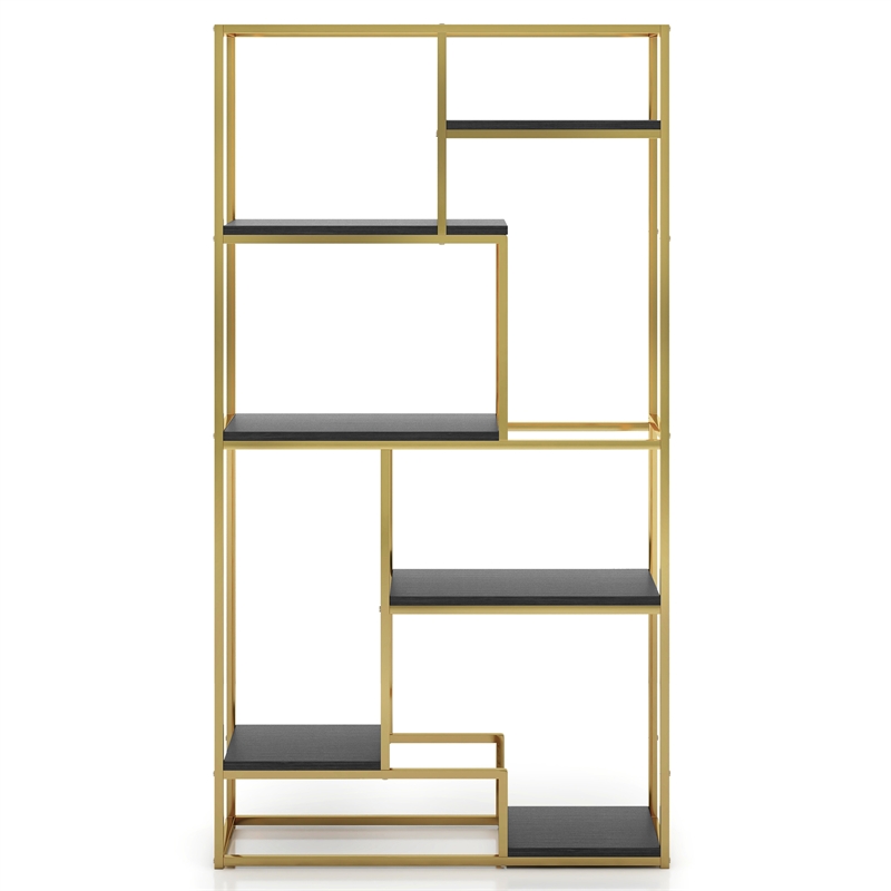 Furniture of America Jan Contemporary Metal 6-Shelf Bookcase in Gold Champagne
