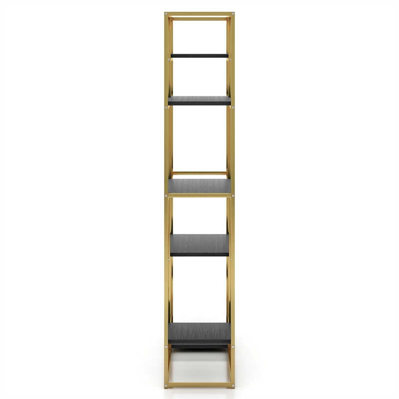 Furniture of America Jan Contemporary Metal 6-Shelf Bookcase in Gold Champagne