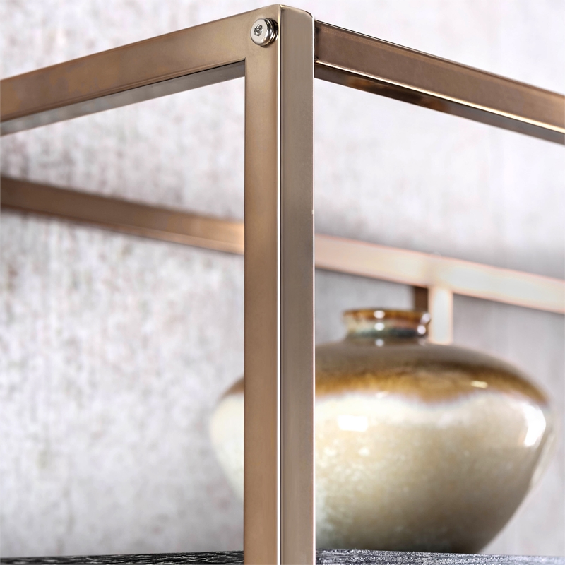 Furniture of America Jan Contemporary Metal 6-Shelf Bookcase in Gold Champagne