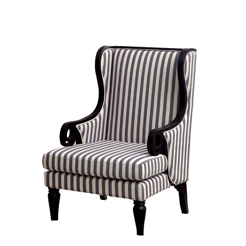 Furniture of America Belva Wingback Fabric Accent Chair in Dark Blue