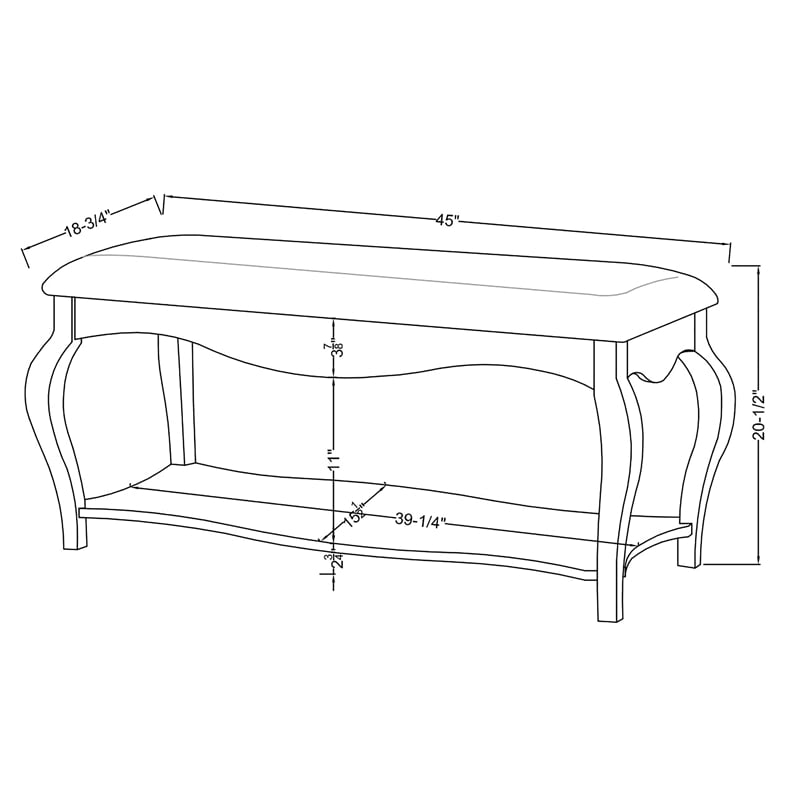 Furniture of America Mondor Faux Leather Padded Bench in Tobacco Oak
