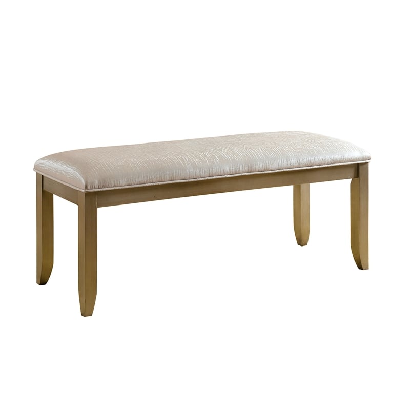 Furniture of America Ketner Contemporary Solid Wood Padded Bench in Silver