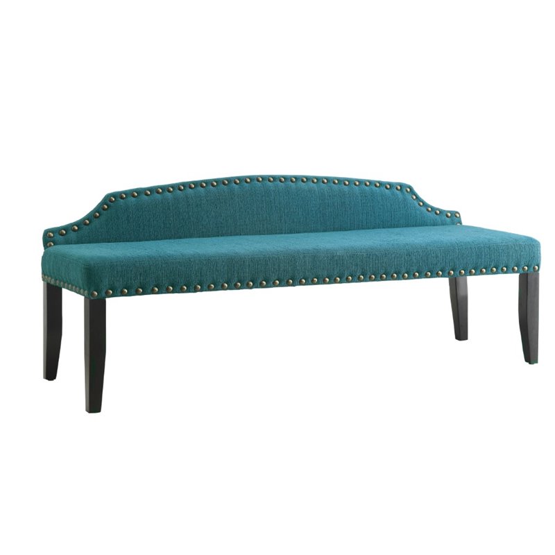 furniture of america davos fabric bedroom bench in dark teal