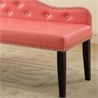 Furniture of America Dubose Contemporary Faux Leather Tufted Bench in Pink