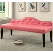 Furniture of America Dubose Contemporary Faux Leather Tufted Bench in Pink
