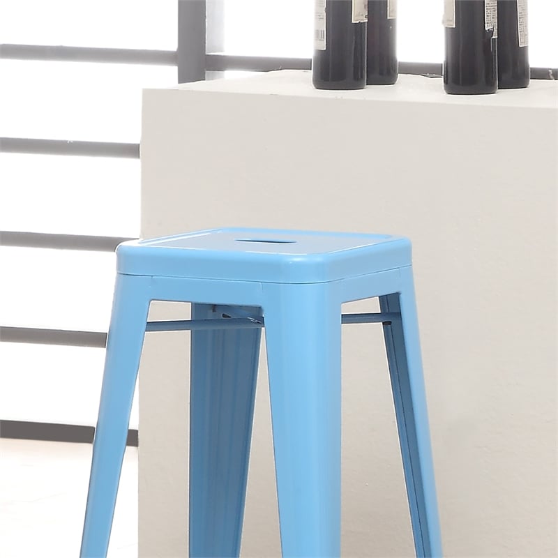 Furniture of America Ridlon Metal 30-Inch Bar Stool in Blue (Set of 2)