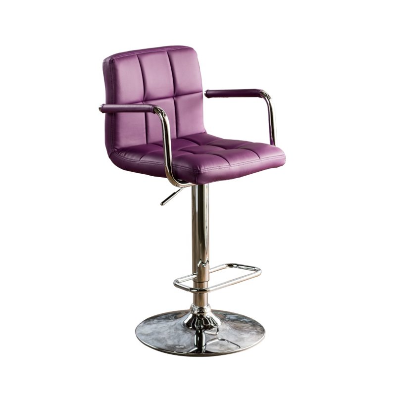 Furniture Of America Reiley Leather Adjule Bar Stool In Purple Furniture Of America Reiley Leather Adjule Bar Stool In Purple