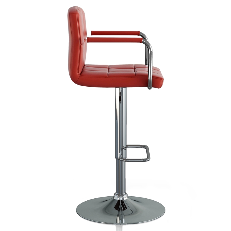 Furniture of America Reiley Modern Metal Adjustable Bar Stool in Red