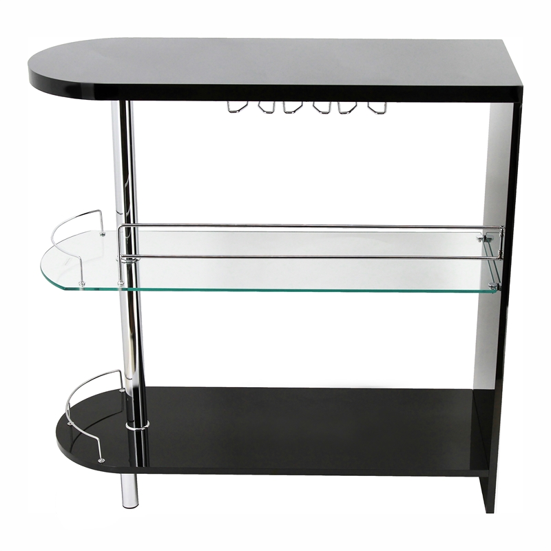 Furniture of America Godric Contemporary Wood 2-Shelf Pub Table in Black