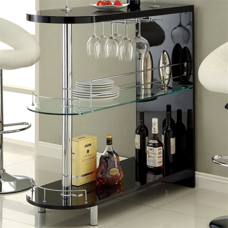 Furniture of America Godric Contemporary Wood 2-Shelf Pub Table in Black