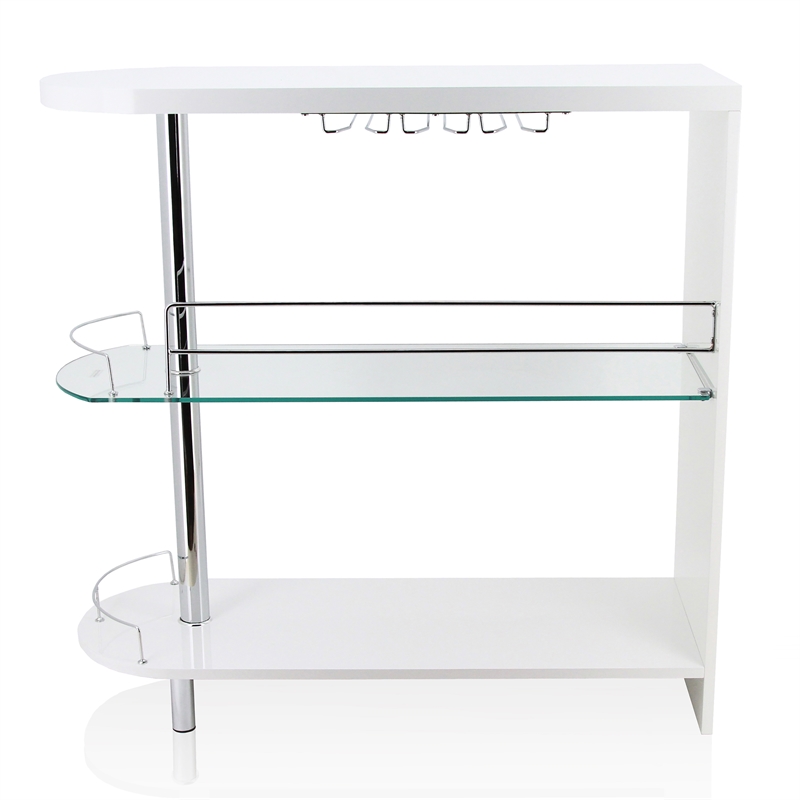 Furniture of America Godric Contemporary Wood 2-Shelf Pub Table in White