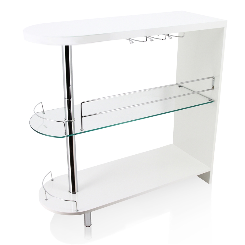 Furniture of America Godric Contemporary Wood 2-Shelf Pub Table in White