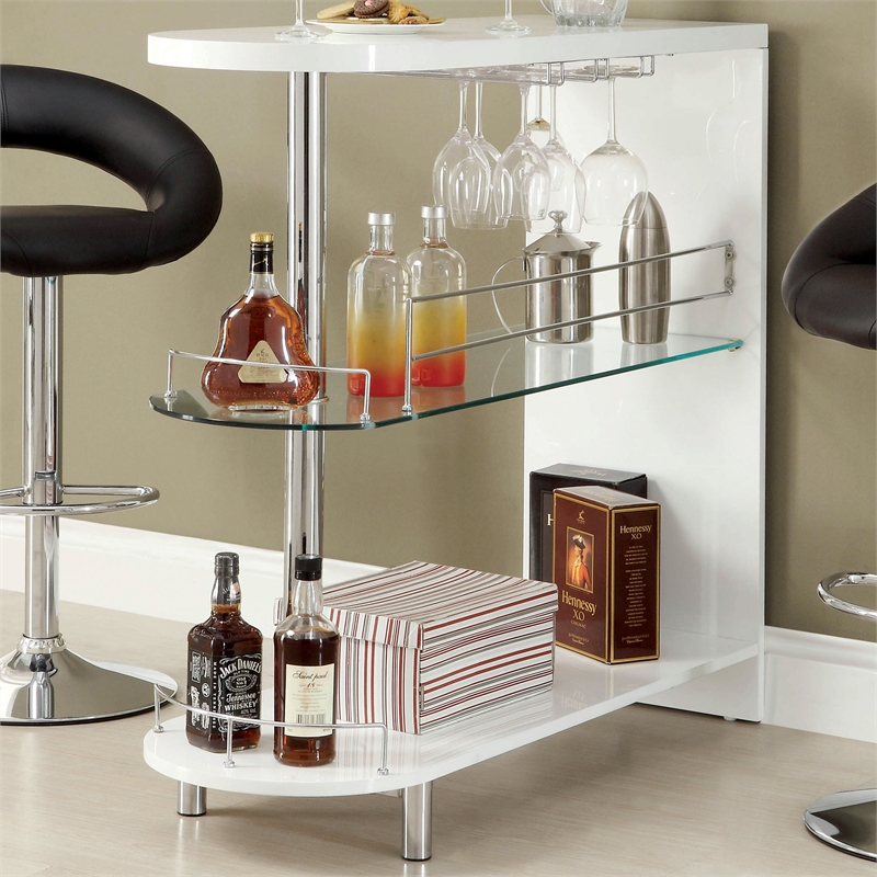 Furniture of America Godric Contemporary Wood 2-Shelf Pub Table in White