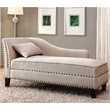 Furniture of America Jazlyn Contemporary Fabric Nailhead Chaise Lounge in Beige
