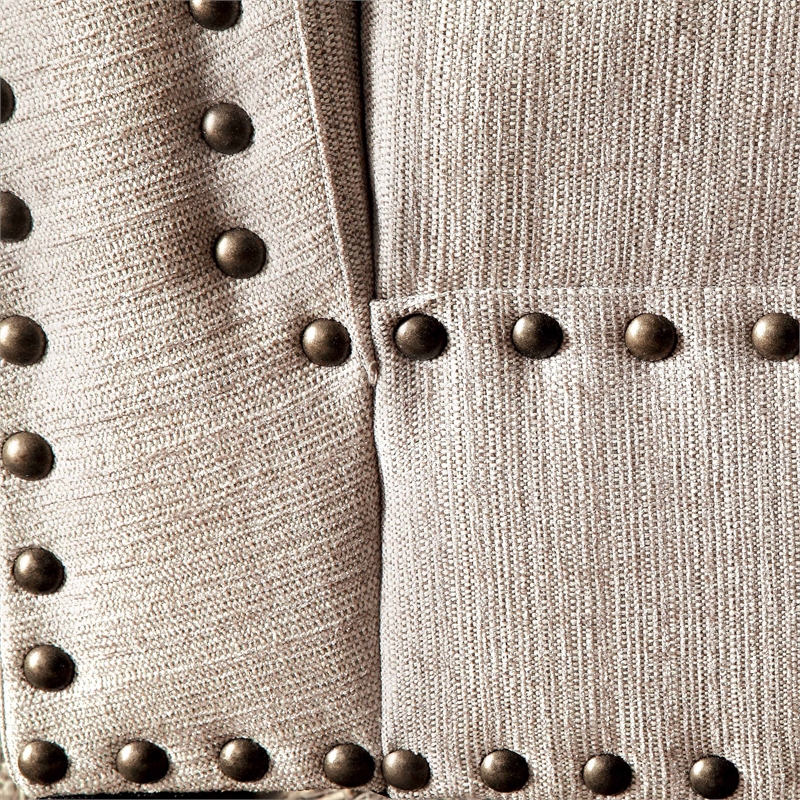 Furniture of America Jazlyn Contemporary Fabric Nailhead Chaise Lounge in Beige