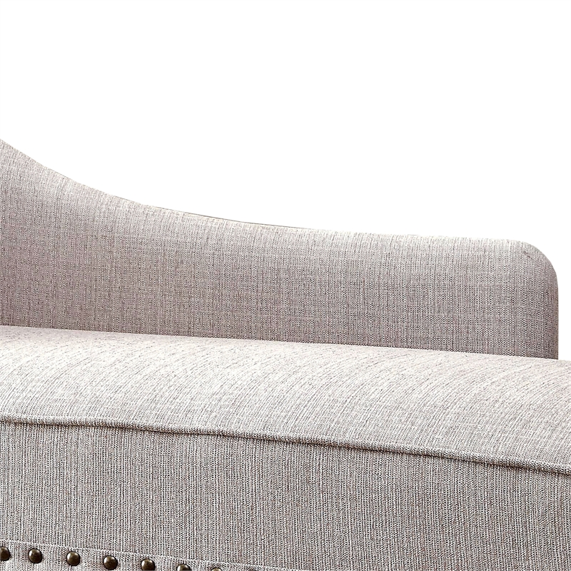 Furniture of America Jazlyn Contemporary Fabric Nailhead Chaise Lounge in Beige