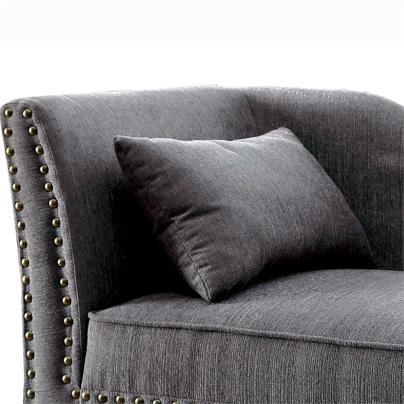 Furniture of America Jazlyn Contemporary Fabric Nailhead Chaise Lounge in Gray
