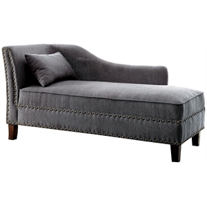 furniture of america jazlyn contemporary nailhead trim fabric upholstered chaise lounge
