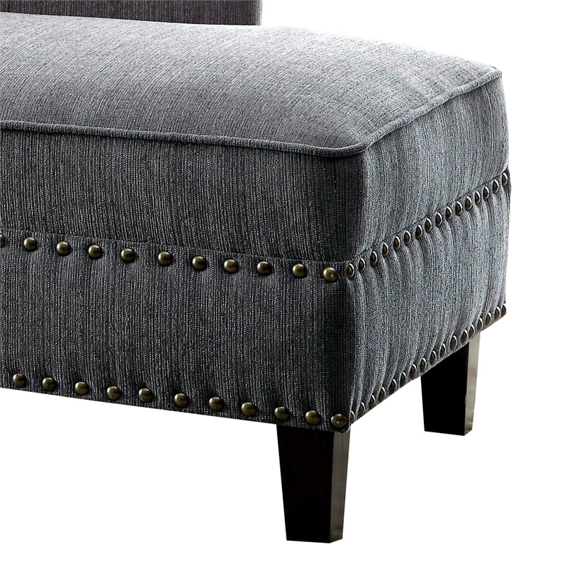 Furniture of America Jazlyn Contemporary Fabric Nailhead Chaise Lounge in Gray