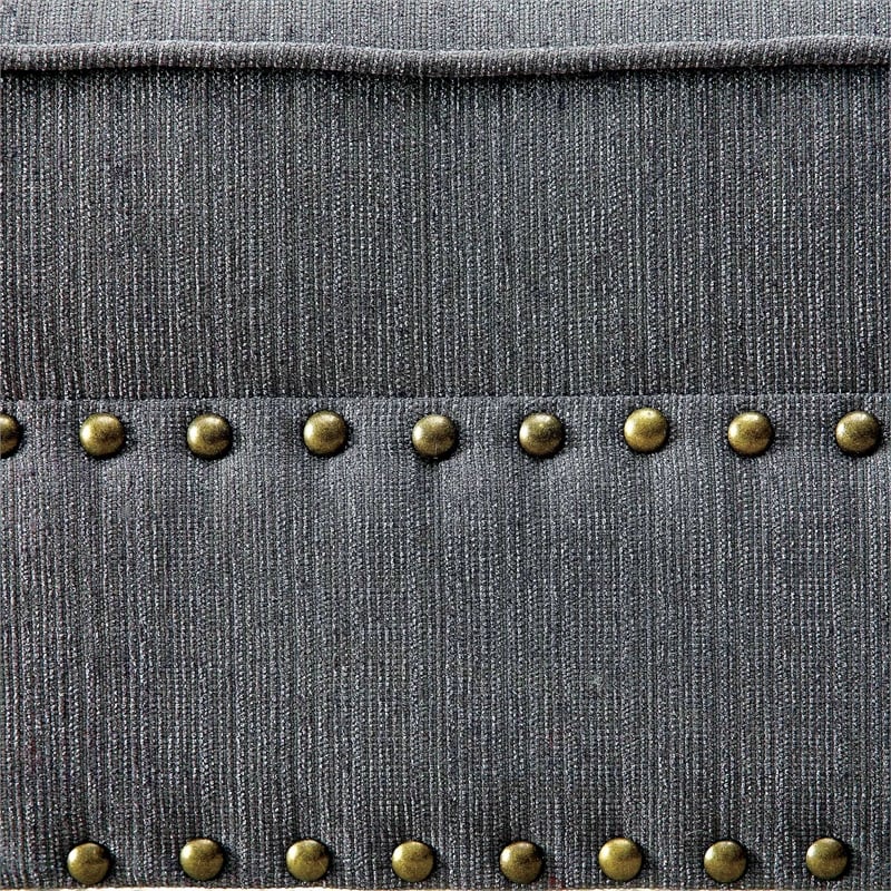 Furniture of America Jazlyn Contemporary Fabric Nailhead Chaise Lounge in Gray