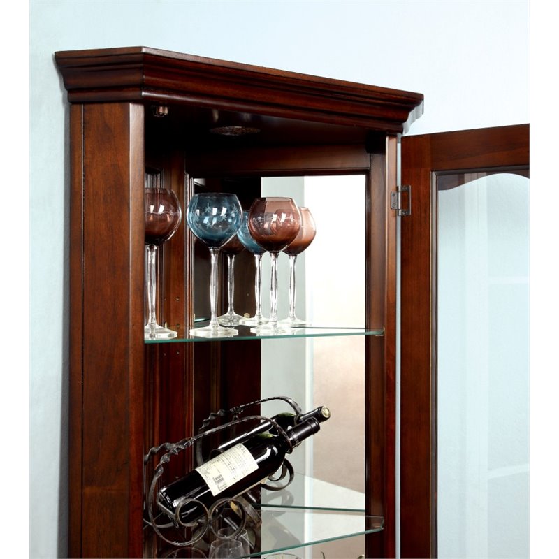 Furniture Of America Lennie Wood Corner Curio Cabinet With Glass