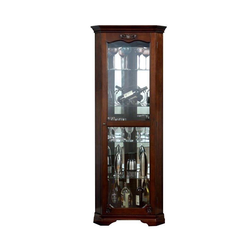 Furniture Of America Lennie Wood Corner Curio Cabinet With Glass
