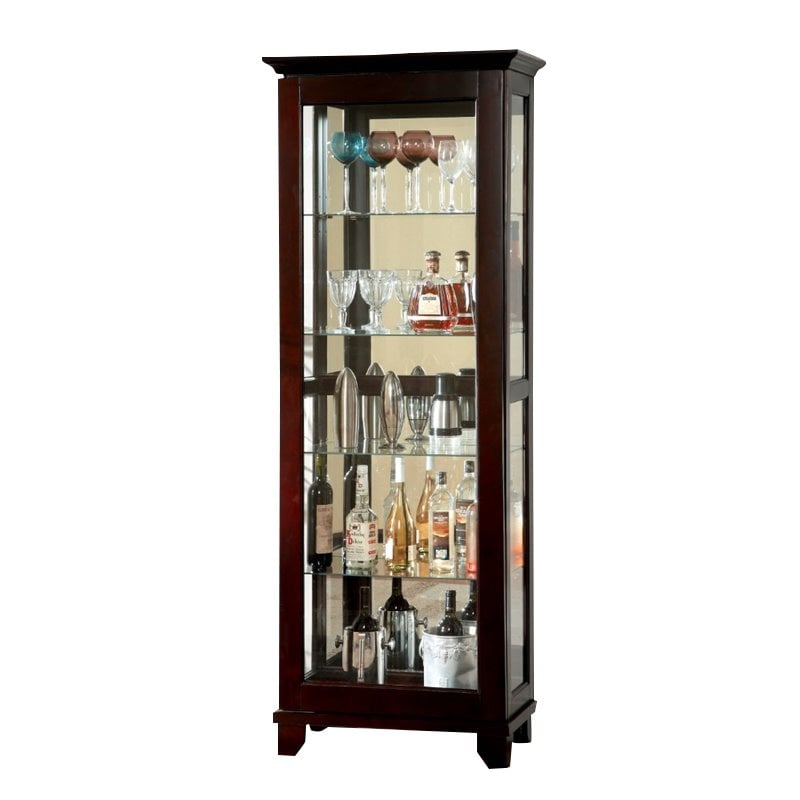 Furniture Of America Phillip 5 Shelf Curio Cabinet In Dark Walnut Furniture Of America Phillip 5 Shelf Curio Cabinet In Dark Walnut