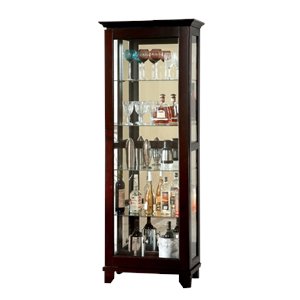 furniture of america phillip glass door 5-shelf curio cabinet in dark walnut
