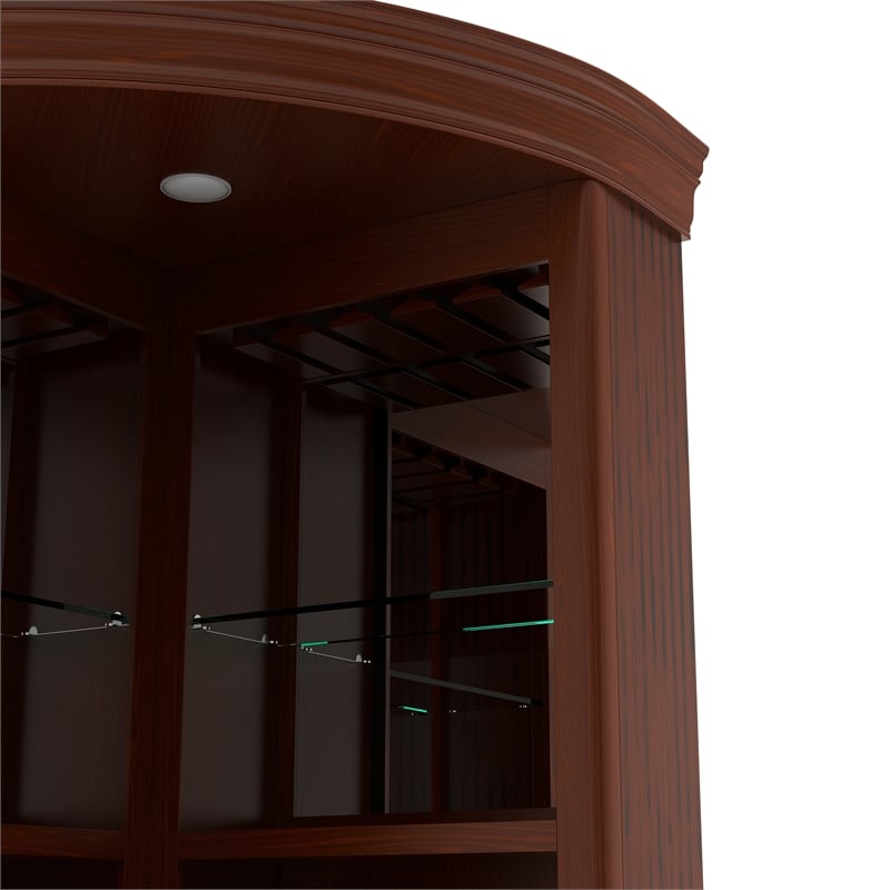 Furniture of America Myron Traditional Wood Corner Home Bar in Dark Cherry