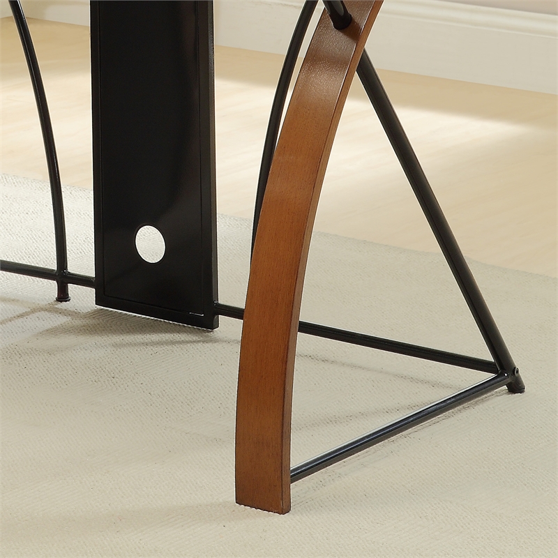 Furniture of America Kyran Contemporary Glass Top Computer Desk in Oak and Black