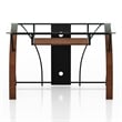 Furniture of America Kyran Contemporary Glass Top Computer Desk in Oak and Black